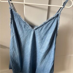 Bella Dahl Denim Blue Frayed Tank